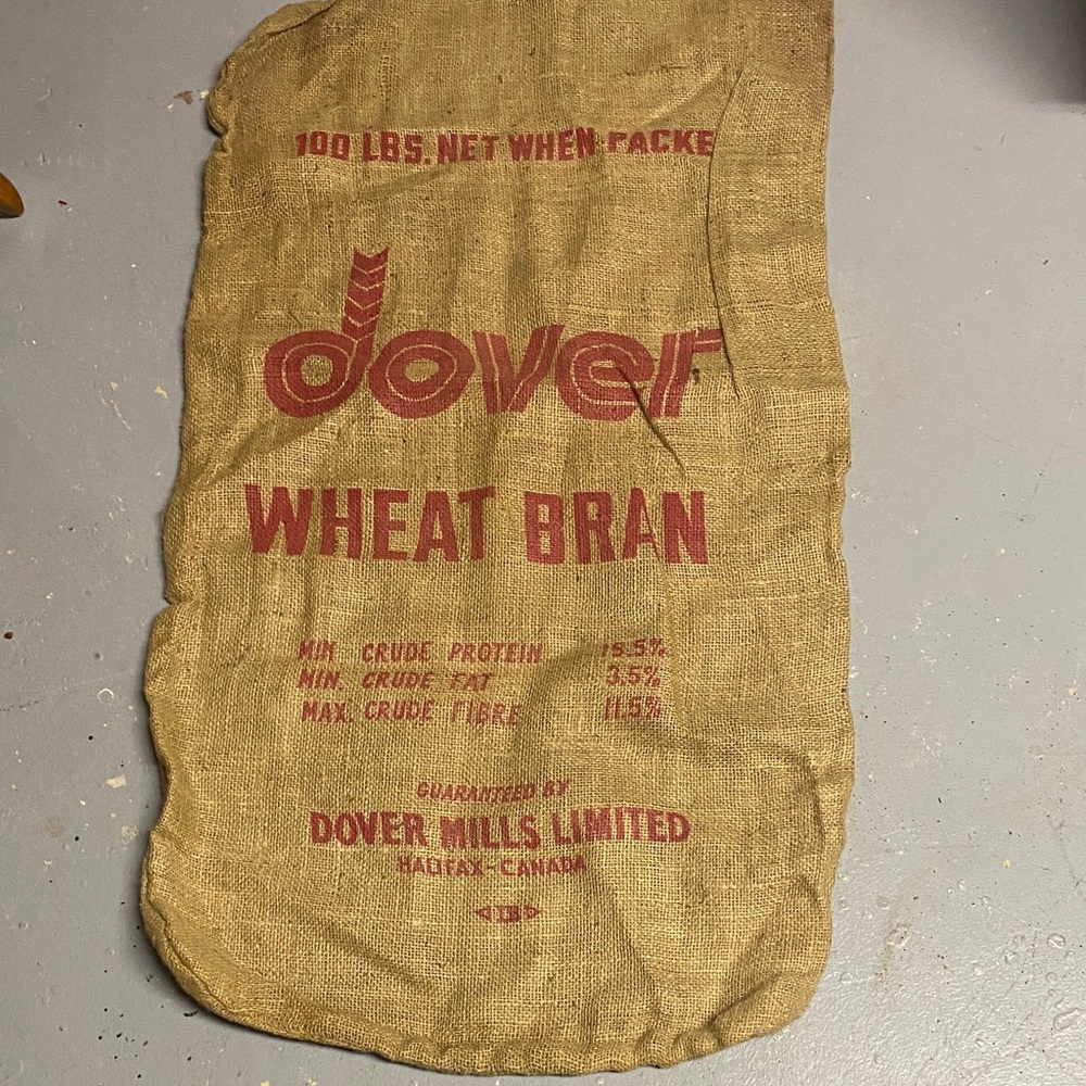 Vintage Dover Wheat Bran Sack Burlap